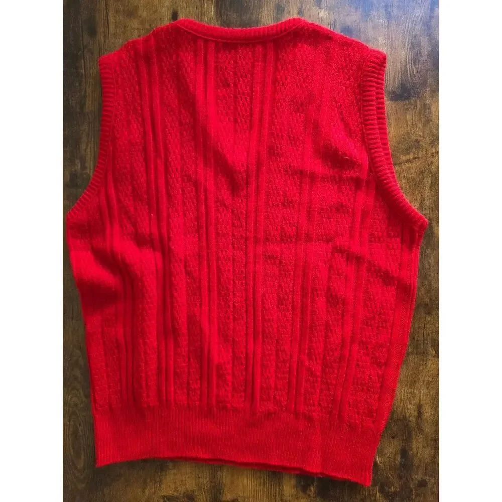 Vintage Red Knit Sweater Vest by Donegal – Size L
